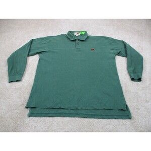 Perlis Polo Shirt Men Extra Large Green Cotton Crawfish Preppy Golf Long Sleeve